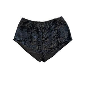 Velvet Black Lace Trim Bow Detail Lounge Shorts Women’s Size S
